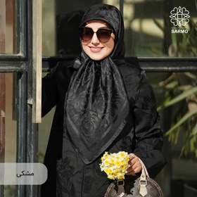 روسری ژاکارد رونا گل رز (مشکی)