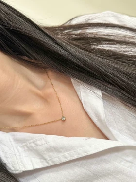 گردنبند تک نگین مینیمال
