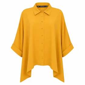 شومیز پانچو اورسایز خردلی خارجی برند Zara وارداتی سایز 42 تا 54 کد 3226