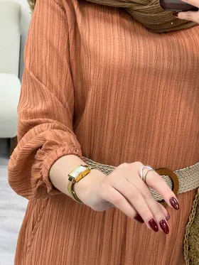 پیراهن بلند برش‌دار دو جیب
