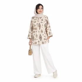 تونیک زنانه لینن منگولهدار کد 52
