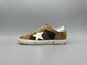 کتانی گلدن گوس ال تی دی جیر قهوه ای کرم گلبهی/Golden Goose Limited Edition