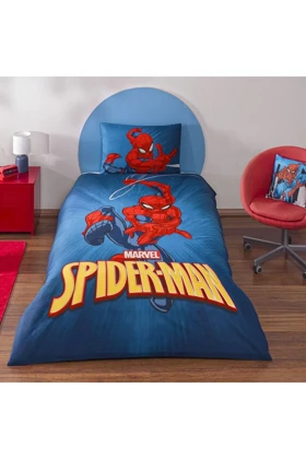 سرویس روتختی یک نفره Taç مدل Spiderman Classical پنبه‌ای - آبی