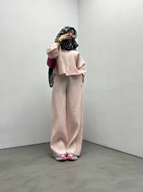 ست شومیز و شلوار پلیسه پشت هلال