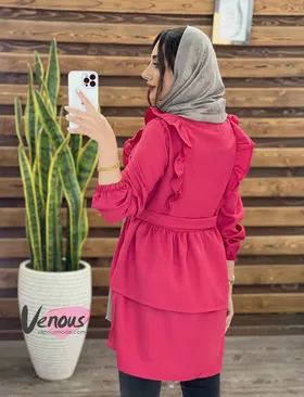 مانتو جلو دکمه کمرچین