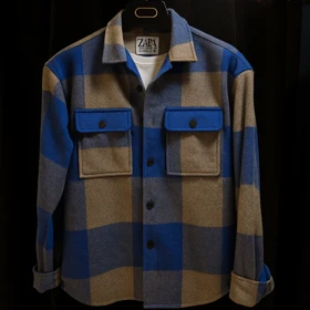 کت فوتر چهارخانه آبی سنگین وزن استایل لش باکشی