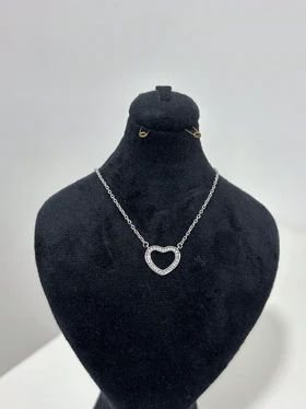 گردنبند نقره زنانه قلبی نگین‌دار 1001