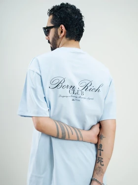 تیشرت مدل CLUB آبی روشن برند بورن ریچ born rich