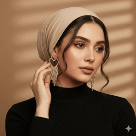 گوشواره آویز قلب نگین‌دار مجلسی طلایی زرمیس