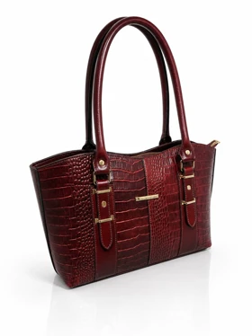 کیف زنانه چرم طبیعی گاوی زرشکی مدل ZARA87