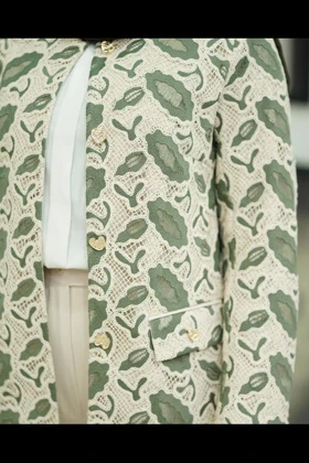 کت دانتل دکمه قلبی