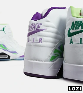 کفش کتانی ساق‌دار مردانه سفید سبز بنفش Nike air jordan 6