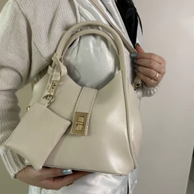 کیف زنانه دستی و دوشی با آویز کیف کوچک کد 2039