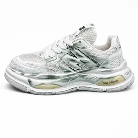 کفش کتانی مردانه مدل نیوبالانس کاستوم شده سفید سبز New Balance