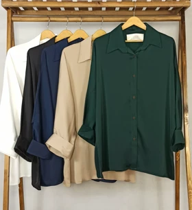 شومیز کیمونو (AM-2-17-70260) (سبز تیره)