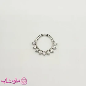 پیرسینگ دیث یا سپتوم نقره ای رنگ مدل دایره پرنگین کد 369