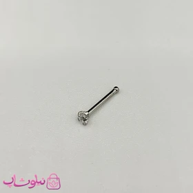 پیرسینگ بینی خطی تک نگین سفید نقره ای رنگ 193