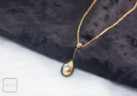 گردنبند استیل اشک نگین‌دار
