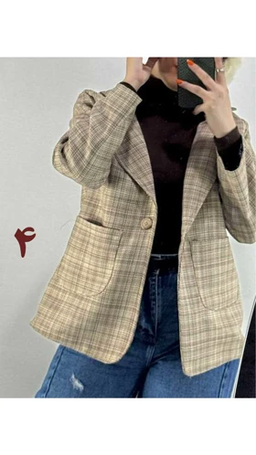 کت دو جیب چهارخونه زنانه 44174