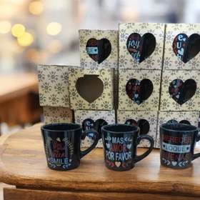 ماگ دسته دار سرامیکی مشکی طرح LOVE