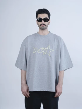 تیشرت مدل Lemon Star طوسی روشن برند نات ور nutwear