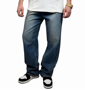 شلوار نیمبگ جین ترک اورمد (OVERMOD) - آبی کلاسیک آنزیمشور