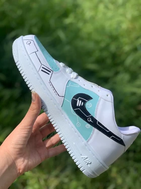 کفش اسپرت کاستوم کتانی آبی نایک nike ایرفورس air force تک سایز