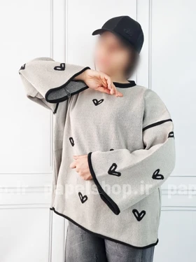 بلوز بافت یقه گرد طرح قلب