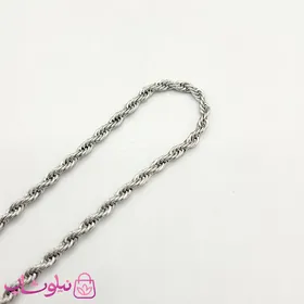 ست زنجیر و دستبند زنانه طنابی نقره ای