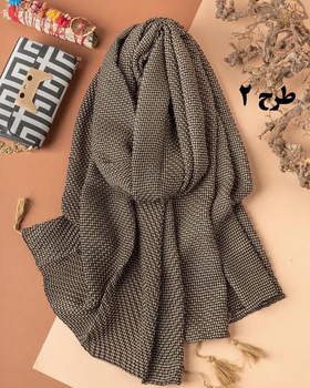 شال پلیسه طرحدار وارداتی مشکی و کرم 3512