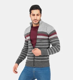 ژاکت بافت مردانه زیپ‌دار یقه ایستاده Marta