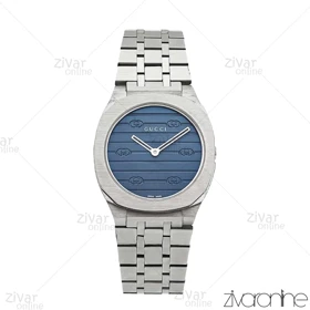 ساعت گوچی زنانه نقره ای صفحه سرمه ای 106029