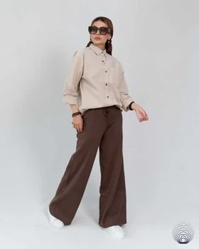 شومیز زنانه لینن کرمی روشن H&M