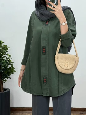 مانتو لینن دکمه مخفی پانیا (ارسال رایگان)