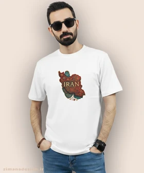 تیشرت مردانه و زنانه طرح نقشه ایران تلفیق با هنر فرش ایرانی