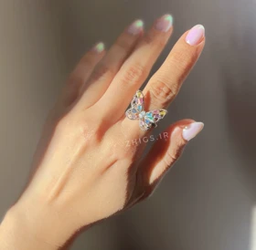 انگشتر پروانه نگین‌دار استیل