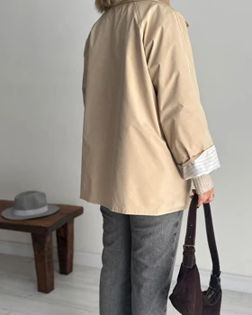 ترنچ کت Fly کرم (قد کوتاه)