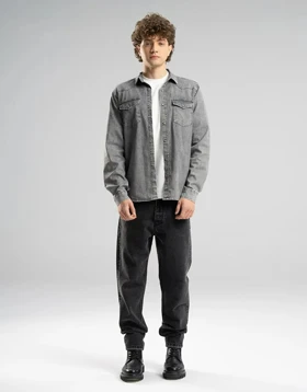 جین دو جیب دکمه پرچی