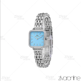 ساعت دنیل ولینگتون زنانه مربعی نقره ای صفحه آبی خطی 107123