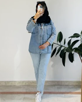 مانتو جین ترک ضخیم سرمه