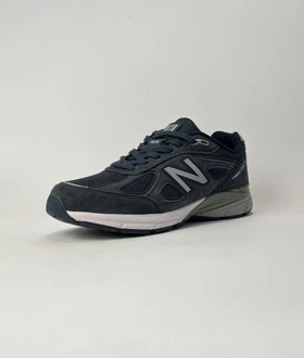 کفش روزمره مردانه نیوبالانس 990 سرمه ای ورژن 4 با رویه چرم کیفیت مستر