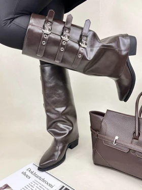 نیم بوت زنانه طرح چکمه کابوی زارا دو تیکه ZARA کد 1725 دختر طهرونی