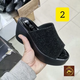 صندل و روفرشی مجلسی لژدار نگینی زنانه