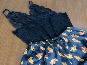 ست نیمتنه گیپور و شلوارک طرح تدی 104