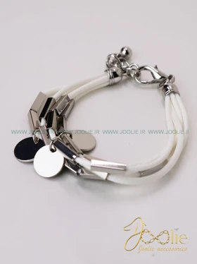 دستبند زنانه طرح طلا مدل سکه کد B2157 (سفید)