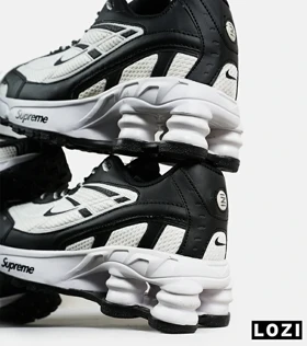 کفش کتانی مردانه سفید مشکی نایک NIKE x SUPREME shox ride 2
