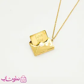 گردنبند دخترانه پاکت نامه طلایی Love You کد 169