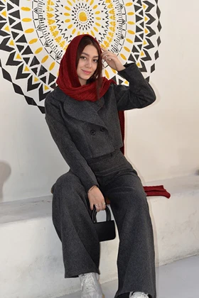 کت و شلوار فوتر رنگ زغالی کد (7125)