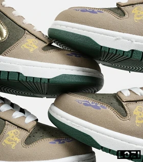 کفش کتانی مردانه و زنانه کرم سبز طلایی نایک NIKE Dunk Low Remastered