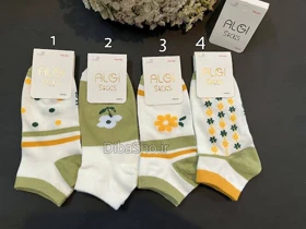 جوراب مچی زنانه تم سبز گل